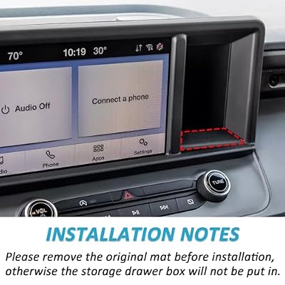 TOPINSTALL Hidden Screen Drawer Organizer Compatible with 2022-2024 Ford Maverick Accessories, Multimedia Display Right Side Panel Storage Box Truck Dash Cubby Insert ABS Plastic