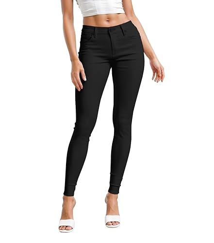 Hybrid & Company Womens Hyper Ultra Stretch Comfy Skinny Leg Work Casual Pants - Medium Long - Black