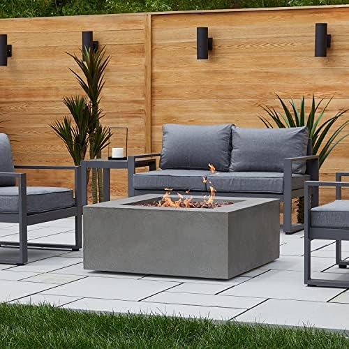 Lakeview Villa Flora 36-Inch Square Natural Gas Fire Pit Table - Glacier Gray - SC-9720NG-GLG