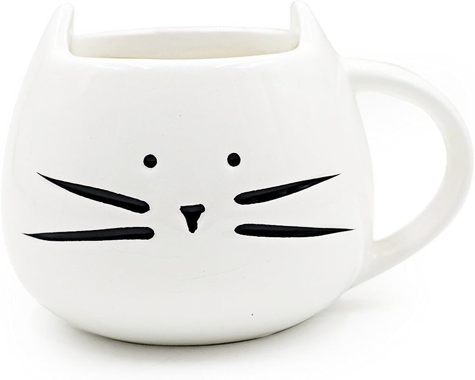 Voguecase Ceramic Mug Printed with a Cute Kitten Ceramic Cup Couple Cup with a Handle for Coffee/Tea/Espresso/Milk/Water (White)