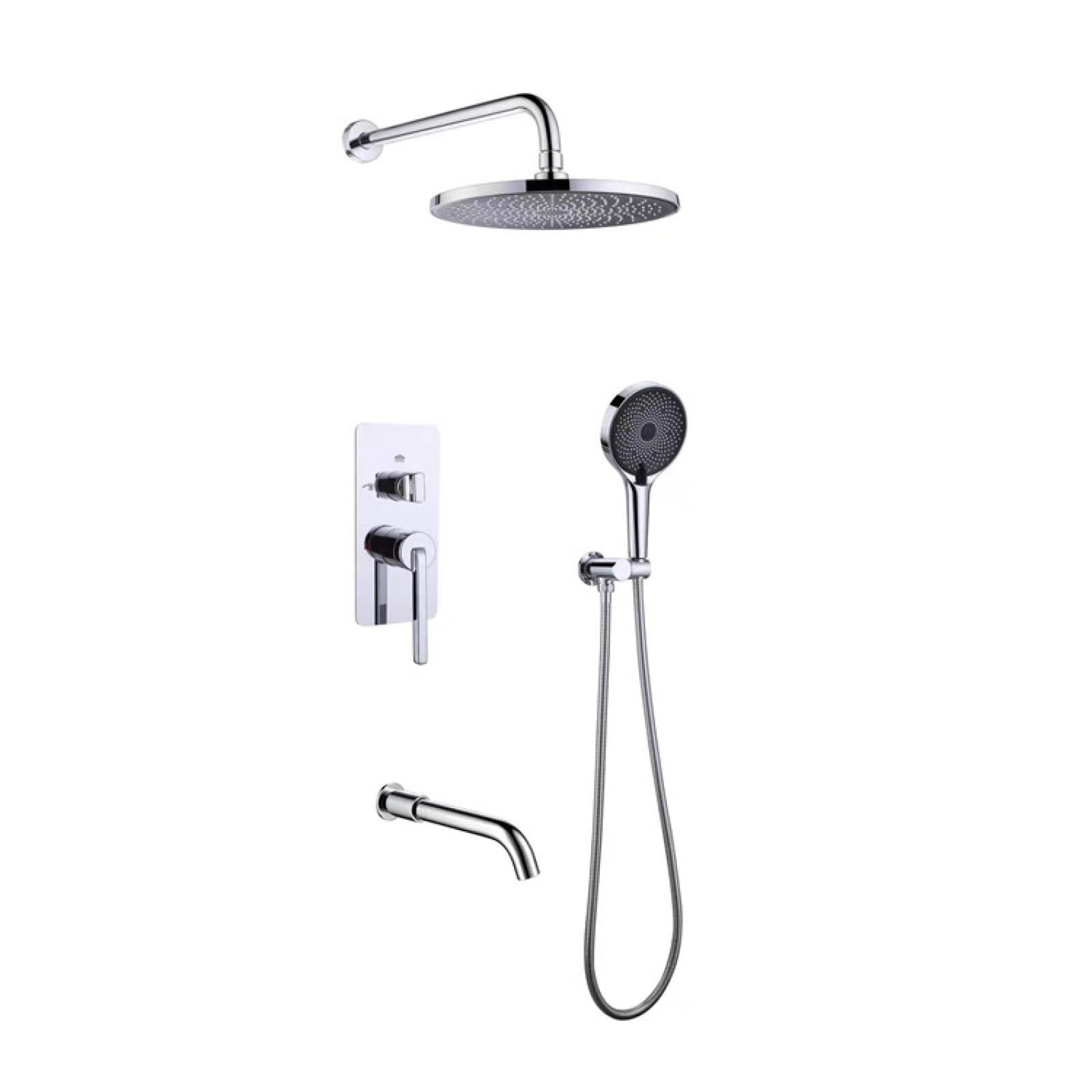 ASerZenith Concealed Wall Rain Shower Setconcealed Bathroompressurized Rain Shower Copper Mixer Shower Valve Shower Faucet, Brushed Gold(Electrochrome Plating)