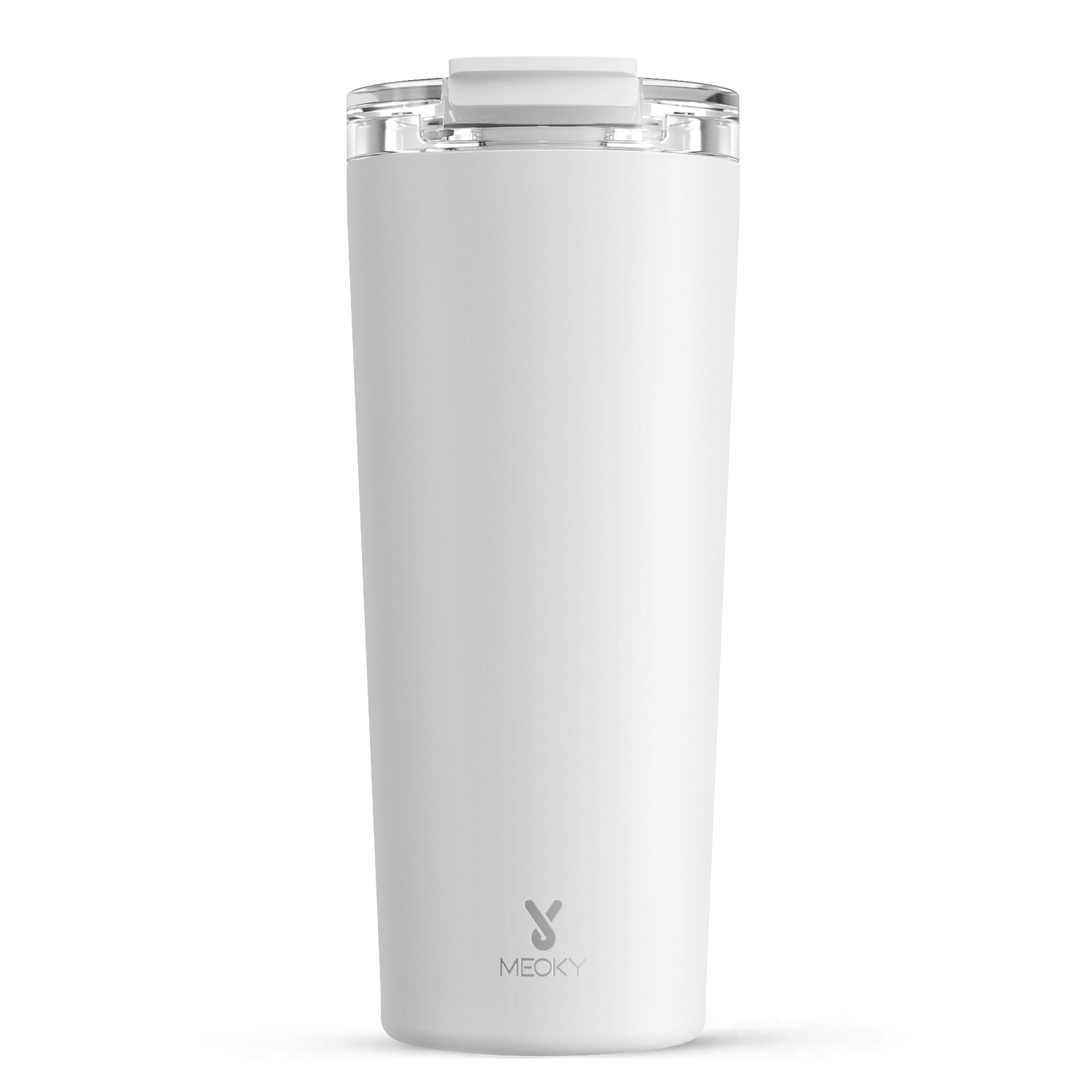 Meoky 24 oz Travel Coffee Mug with Leak-proof Lid, Stainless Steel Insulated Coffee Tumbler, Keeps Hot for 8 Hours or Cold for 24 Hours, Fits in Car Cup Holder (Ivory)