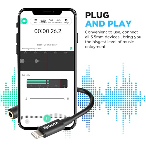 Boya JP-ZJX8-0252 By-K3 Female 3.5Mm Trrs Microphone Adapter Cable To Mfi Certified Lightning Connector Dongle thumb #6