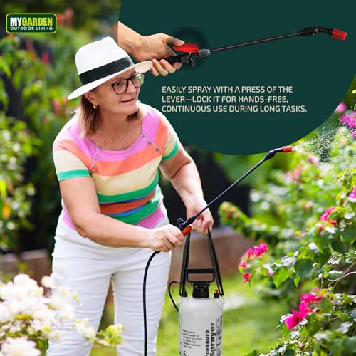My Garden 5 Litre Sprayer Pump - Weed Killer Pressure Sprayer Pump Action - High Pressure Long Reach Sprayers - Ideal For Spraying Water Fertiliser Herbicides Pesticides Preservative & Detergent - Image 6