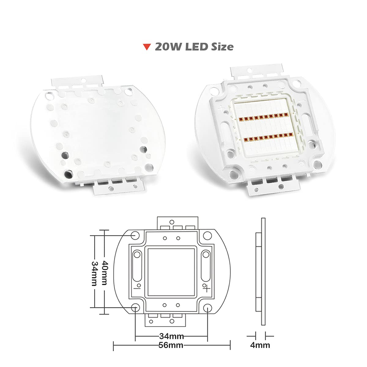 Chip LED ad Alta Potenza 20W Rosso Intensità Luminosa SMD COB Emettitore di Luce Componenti Diodo 20 W Lampadina Perline Lampada Illuminazione Fai da Te (Color : P) Far-Red Ir