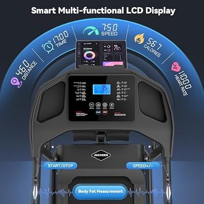 Treadmill with Incline & Sit Up Bench, Smart Treadmills for Home with Body Fat Measurement & Heart Rate Sensor,3.5HP Foldable Heavy Duty Treadmill 350 LB Capacity ANCHEER Walking Pad