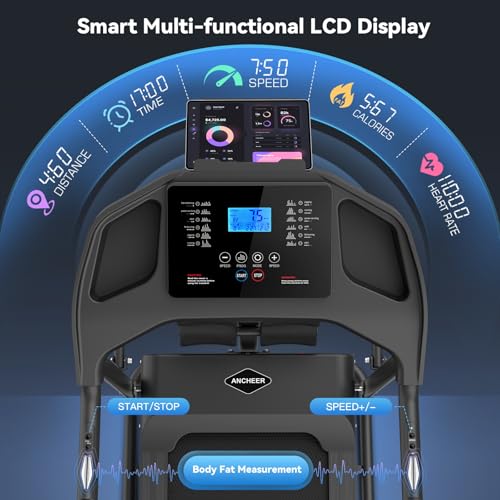 Multifunctional Folding Treadmill with Sit-Up & Incline, 3.5 HP Portable Running Treadmills for Home, 350 LBS Weight Capacity, Smart LCD Display with Heart Rate Monitor & Body Fat Measurement — view 2