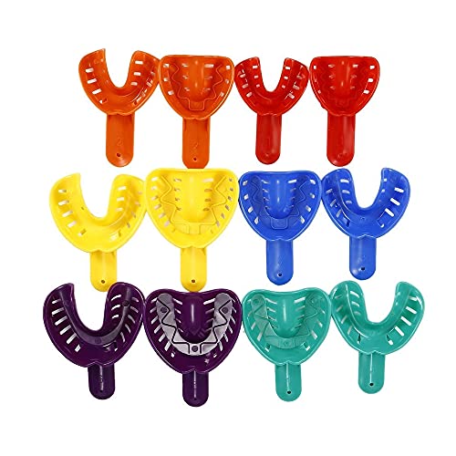 Dental Impressions Trays, 12pcs Autoclave Perforated Trays for Adult&Kids (Multicolor)
