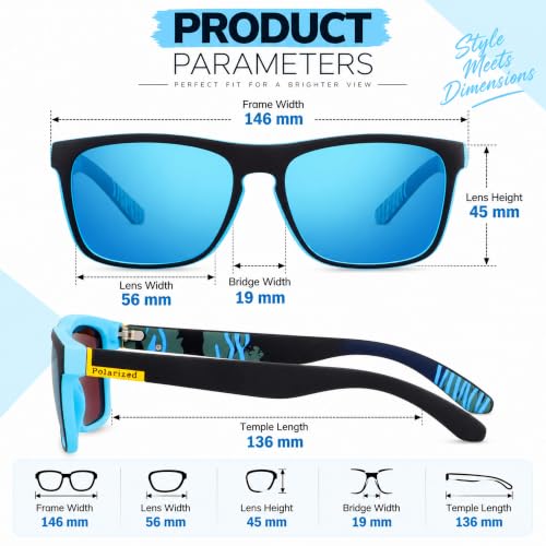 Buy Dervin Retro Square Polarized Sunglasses Blue - Image 4