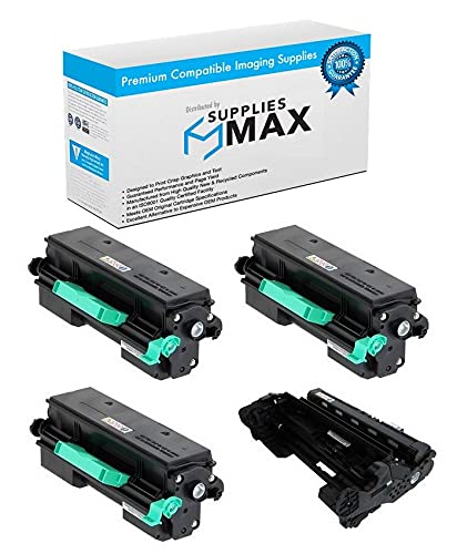 SuppliesMAX Compatible Replacement for Lanier SP-3600DN/SP-3610SF/SP-3610DN/SP-4510DNTE/SP-4510SFTL Drum/Toner Value Combo Pack (1-Drum Unit/3-Toners) (Type SP-4500A) (407324_1PK/407321_3PKB)