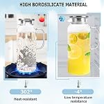 Glass Pitcher, 2 Liter/68 OZ Water Pitcher with Lid and Spout, Large Pitchers for Drinks,Glass Water Carafe,Glass Jug,Beverage Pitcher.