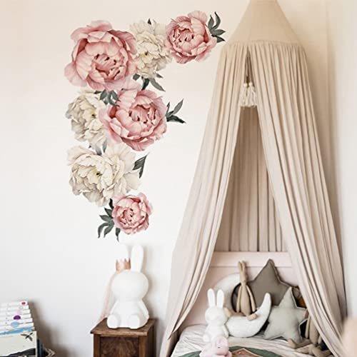 Toyvian Peony Flowers Wall Decal, Removable Peel and Stick Floral Wall Decal Sticker - Image 2