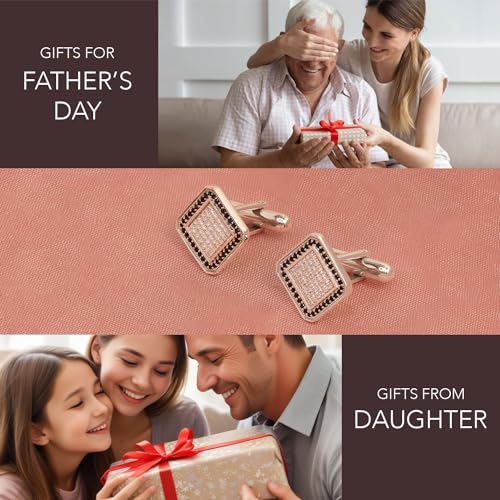 LeCalla 925 Sterling Silver Cufflinks for Men | Cubic Zirconia Square Cuff Links Gifts for Men, Husband | Shirt Cufflinks for Groom2