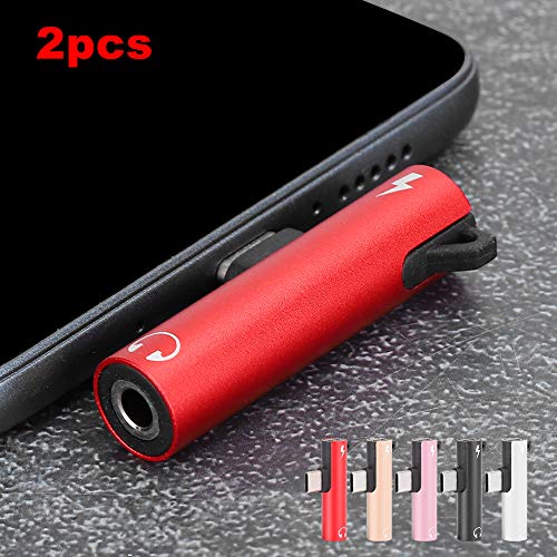 2Pcs USB C to 3.5MM Audio Adapter, 2 in 1 TypeC to 3.5mm Assist Audio Cable Charger Headset Distributor Adapter for Moto for Le for Xiaomi 6 for Nubio Z17