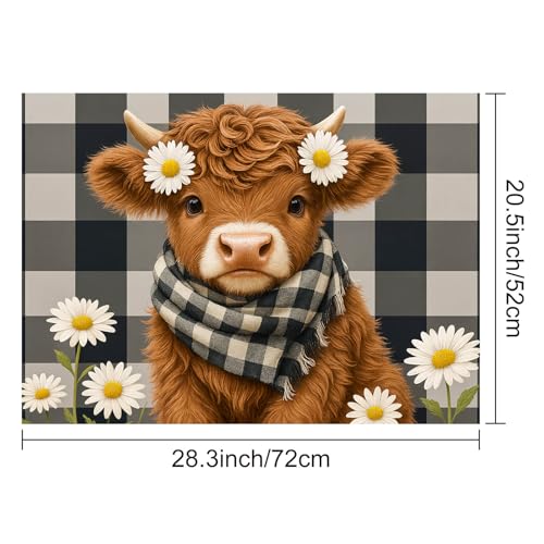 Image of HOMETITUTE Highland Cow Stove Top Covers for Electric Stove 28x20 Inches Heat Resistant Spring Glass Cooktop Protector Pad Decorative Stovetop Cover Dish Drying Mats for Kitchen Coffee Bar Decor