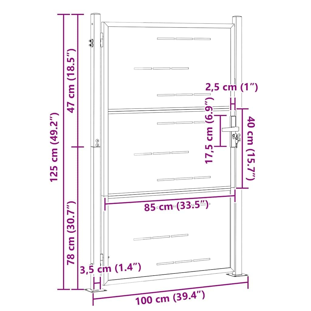 vidaXL Puerta de jardín Plateado 85 x 120 cm Acero Inoxidable, Puerta de estructuras Modernas para jardín y terraza, Valla Exterior, Acero Inoxidable