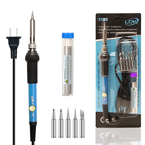 Ldk Soldering Iron Kit Electric 60W 110V Adjustable Temperature Soldering Gun Welding Tools, 5Pcs Replacement Tips And Solder Wire Tube (Basic) #TOP2