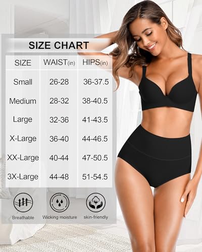 Image of CULAYII Tummy Control Underwear for Women High Waisted Panties Full Coverage Cotton Postpartum Briefs Stretch Ladies Undies