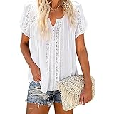 Cuello en V ---- Sexy camisa de encaje con cuello en V, diseño de botones elegante y distintivo, diseño minimalista de color sólido clásico y elegante.