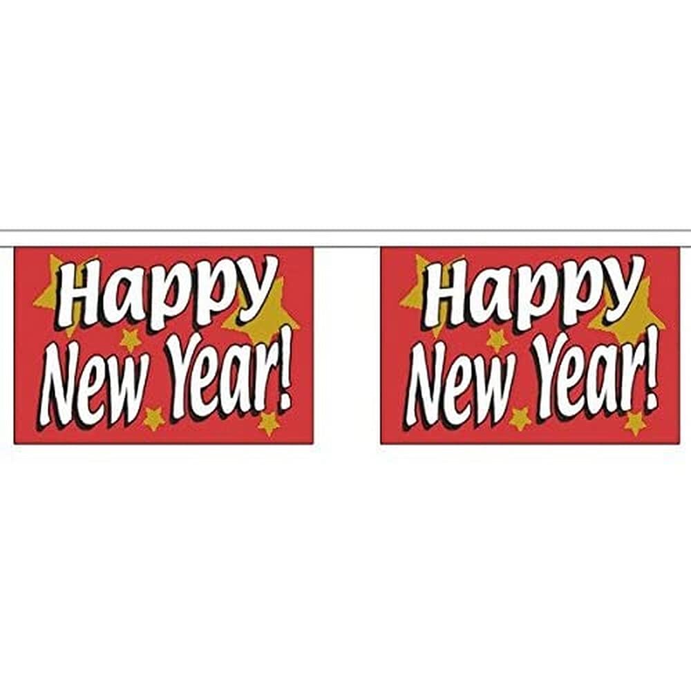 AZ FLAG Happy New Year Bunting 30 ft 30 flags Light Polyester