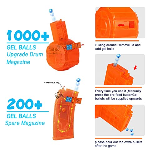Hongvchang Gel Ball Blaster Automatic,G-36 Blaster With 30,000 Water Beads And Upgrad Drum Magazine,Big Toy Blasters For Outdoor Ages 14+ Adult,Ideal Gift For Teen Boys/Girls(Orange2) #TOP3