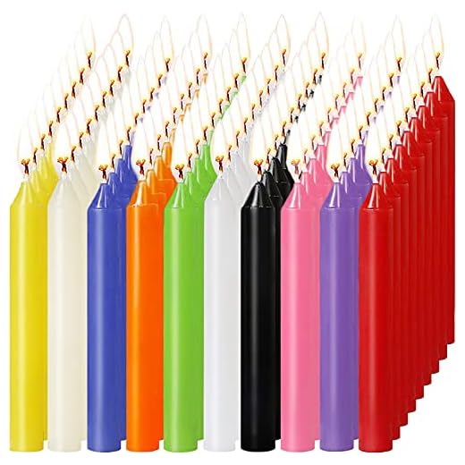 MUOIVG Velas sin Goteo de 100 Piezas,Colores Surtidos de hechizos, pequeño para Chimes, Magia, Congregación, vigilia, rituales, Cera de soja natural,Sin olor ​ni humo,4 Pulgadas de Alto