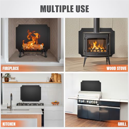 INNO STAGE 24 Inch Fireback for Fireplace- Iron Fireplace Back Plates with Feet, Fireplace Wall Protection, Fireplace Heat Reflect, Black by INNO STAGE - Image 7