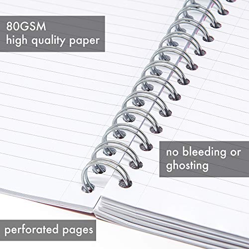 Image of Pukka Pad 5 Subject Spiral Notebook 3-Pack - 200 Pages, 100 Sheets of 80GSM Paper with Repositionable Dividers & Perforated Edges, Office Planning & Organization - US Letter 8.5 X 11, Green Metallic