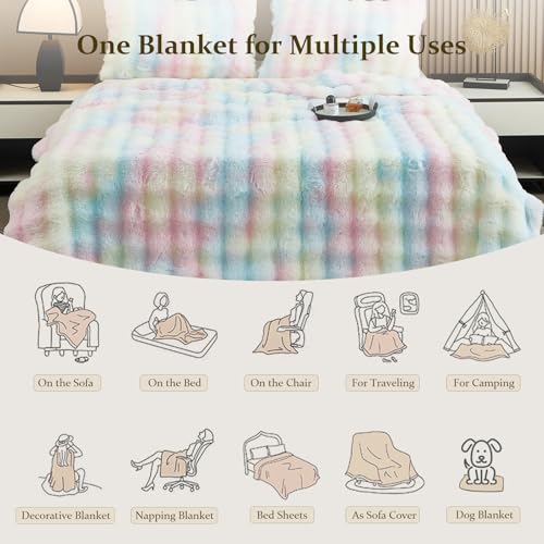 GKXLH Soft Fluffy Blanket, Fuzzy Throw Blanket for Couch Plush Rabbit Faux Fur Blanket - Image 2