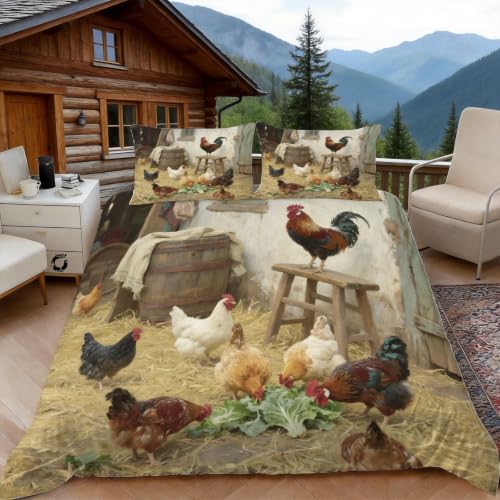 Housse de couette 200x200 poulet en microfibre de qualité supérieure