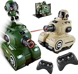 2 Pack Fun Remote Control Battle Tanks, RC Fighting Cars with Ejecting Infrared Robots, Bumper Car, 2.4GHz RC Army Military Toy with Blood Regeneration Hub for 6-12 Boys Girls Christmas Birthday Gifts