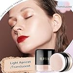 ROUSE Setting Powder Lightweight Loose Powder Finishing Powder Long-Lasting Face Powder Waterproof with Soft Mushroom Powder Puff & Mirror, Matte Finish,0.28 Oz (Light Apricot/Translucent) - Image 4