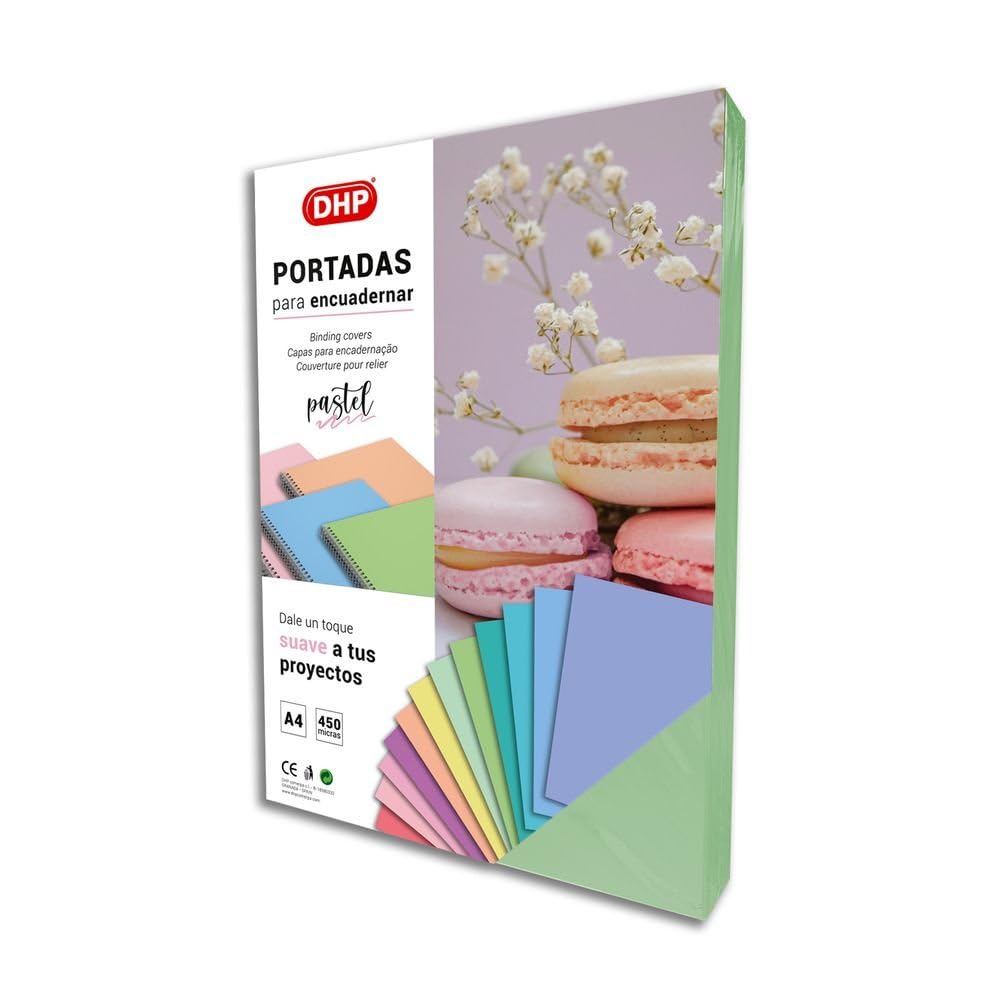 Pack de 100 Portada para Encuadernar de Polipropileno, 0,45 mm de grosor, Formato A4, Verde Pastel