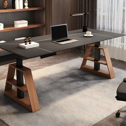 Escritorio eléctrico de altura ajustable, escritorio ergonómico de madera maciza para oficina en casa o sala de estudio, fácil montaje, altura ajustable