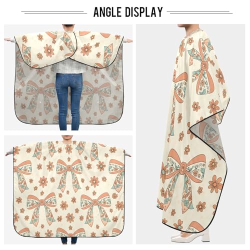 Capa impermeable profesional para corte de cabello Floral Bows con cierre ajustable de broche para peluquería y estilismo miniatura 5