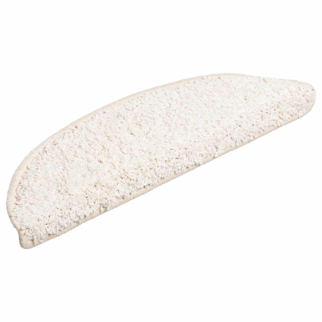 vidaXL Tapis d'escalier 15 pièces 56 x 17 x 3 cm Blanc Demi-Rond