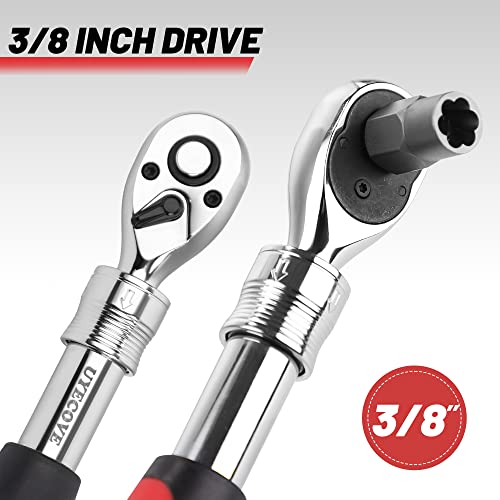 Uyecove 3/8 Inch Drive Extendable Ratchet, Durable Socket Wrench Long Handle Ratchet 72-Tooth Quick-Release Reversible, Soft Grip Handle Hand Tools - 8.6-12.7 Inch Lengths #TOP5