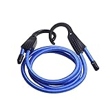 Edobil Adjustable Bungee Cord, 59-Inch Shock Rope with Wide Opening Hooks, For Cars, Camping, RVs, Trunks, Luggage Racks Clothes Hanger (Blue)