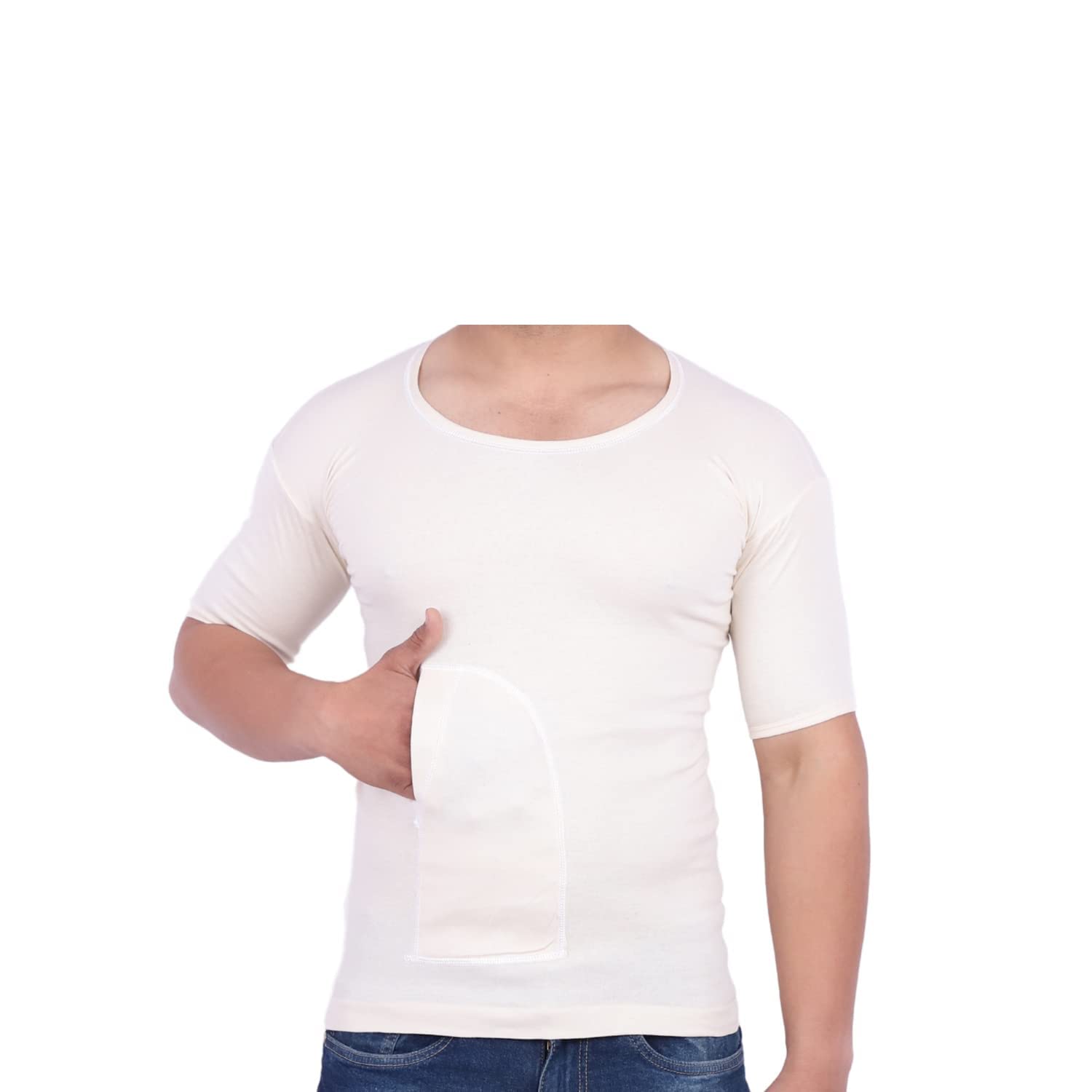 underloop Mona Interlock Grey/Off White/Cream Colour Pocket Vest/GANJI Pack of 1-picture-34