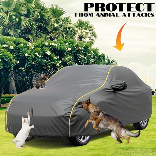 Image of Kayme Compatible with Grey Baleno Car Cover Waterproof Car Body Cover for All Weather Proof & Full Bottom Elastic, Triple Stitching with 100% Nail Proof Cover