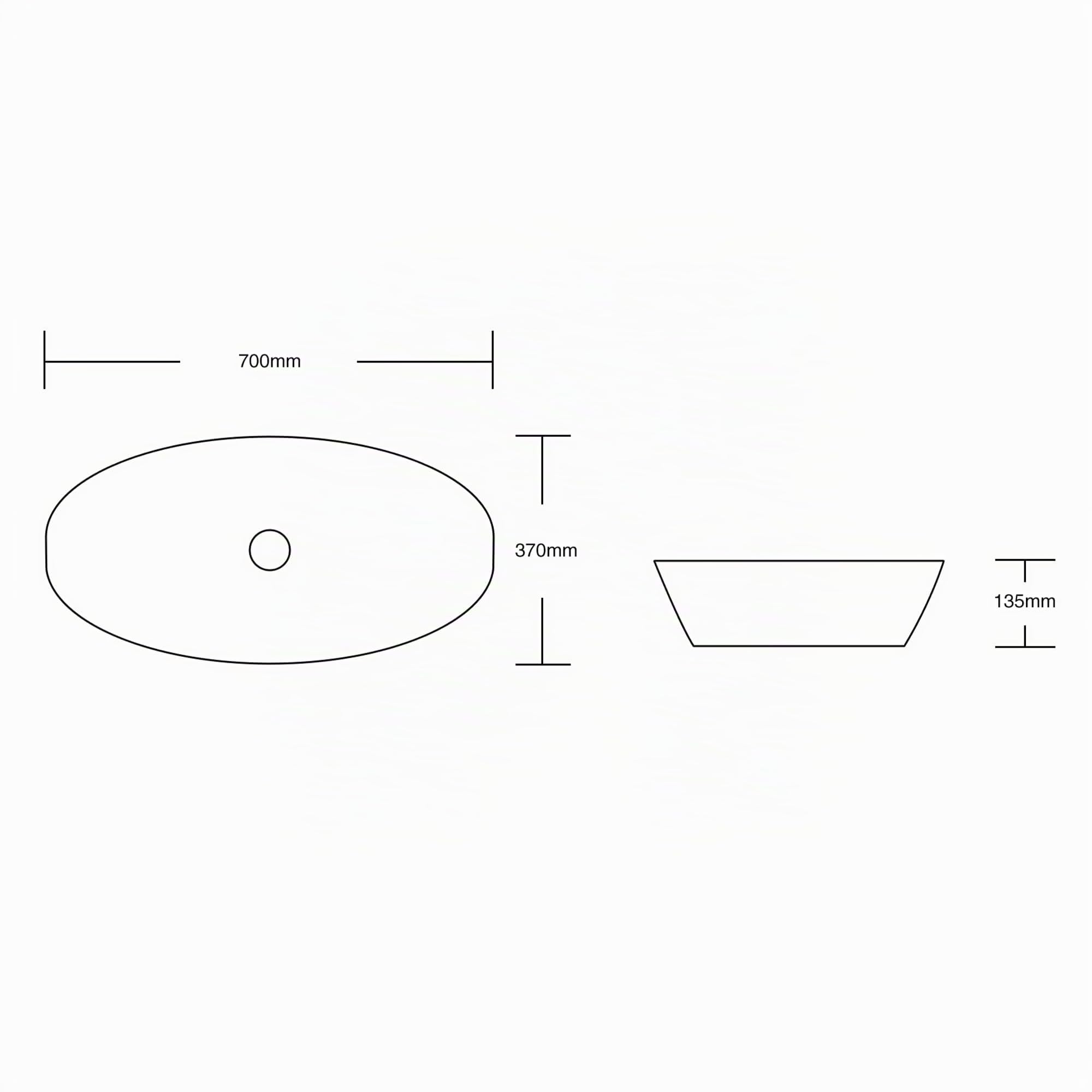 Mai & Mai Lavabo da Appoggio 70x37x13,5cm, Lavandino Bagno in Ceramica con Nano Rivestimenti inclusi, Bianco, Brüssel104