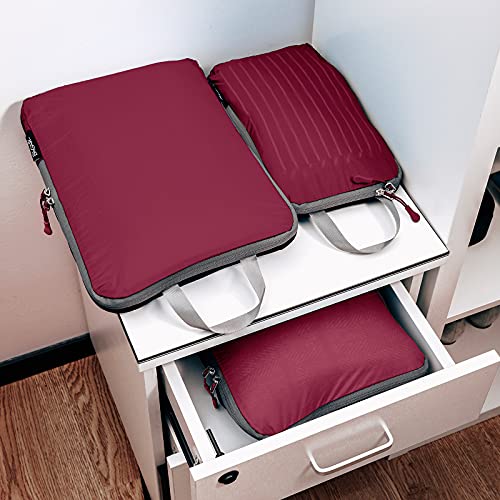 Image of BAGAIL 5 Set Ultralight Compression Packing Cubes Travel Accessories Expandable Packing Organizers(Burgundy)