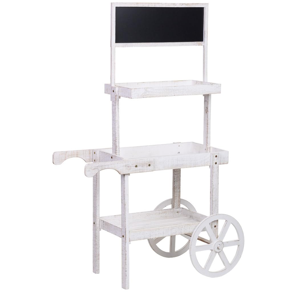 WANDERLUST DECO Carro expositor-estantería de madera con 3 bandejas 85x42x102/145h cm