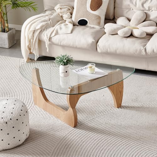 Btrpily Wooden Coffee Table - Modern Triangle Side Table， Contemporary,