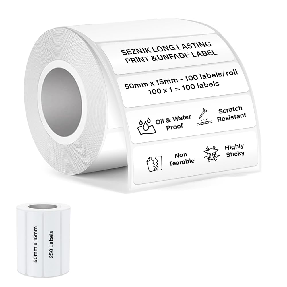 Seznik Waterproof, Non-Tearable, Sticky Thermal Lables, Label Roll, 2 inch Adhesive Thermal Labels for Label Printers (50mmx15mm - 250 Lables)-image-28
