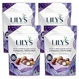Lilys Milk Chocolate Caramel Popcorn -4 Pack Of Chocolate Drizzle Popcorn - Sugar Free Caramel Popped Popcorn Bags - Milk Chocolate Covered Popcorn