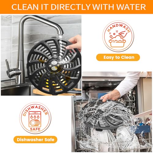 Image of ZuKaYeHome Air Fryer Grill Plate for Gourmia GAF566 GAF536 GAF556 5QT, Nonstick 8.8''x8.4'' Air Fryer Replacement Parts Tray Basket Grill Pan Accessories Crisper Plate with Rubber Bumpers