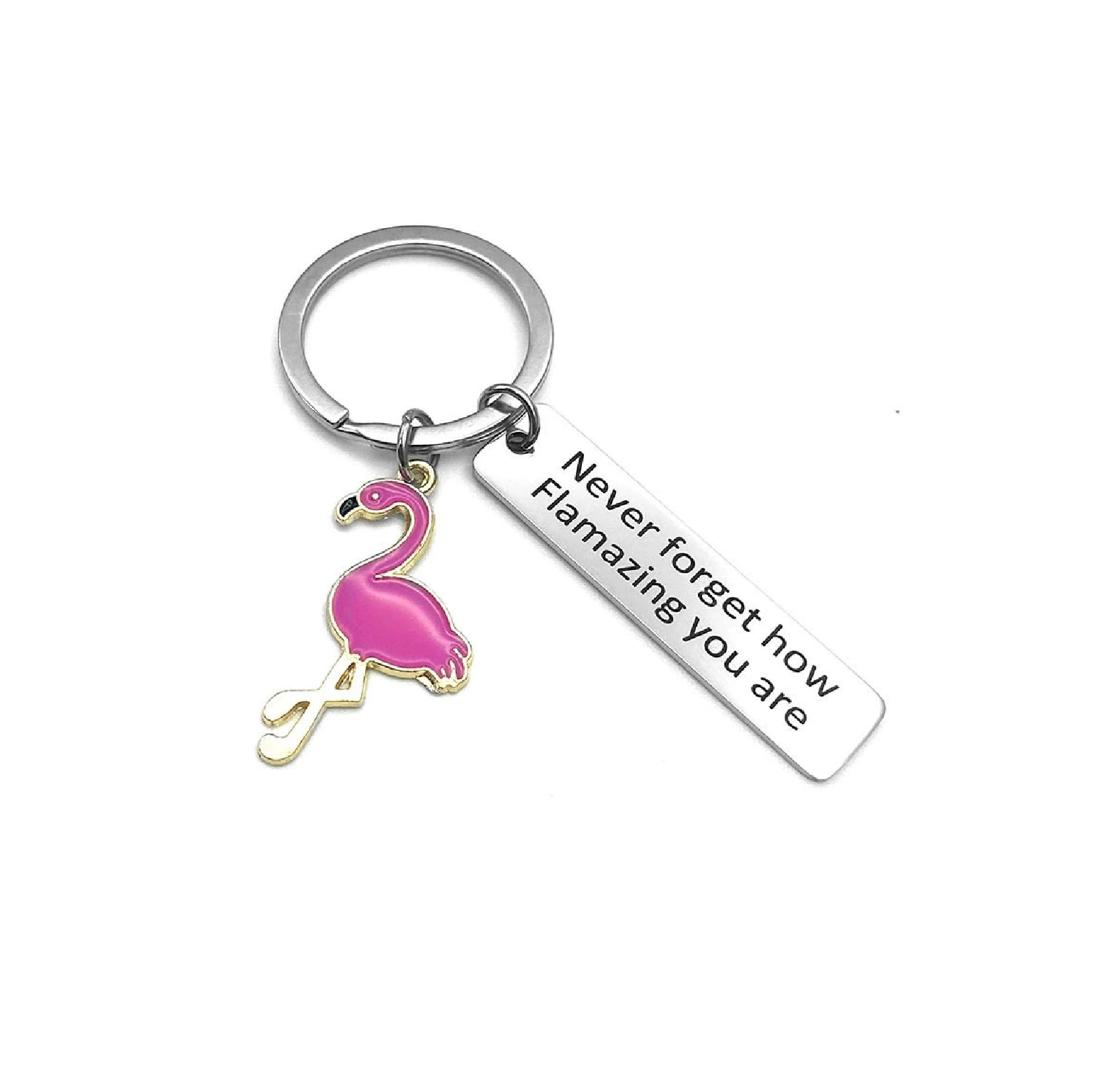 Never forget how flamazing keychain，Flamingo engraved inspirational gift
