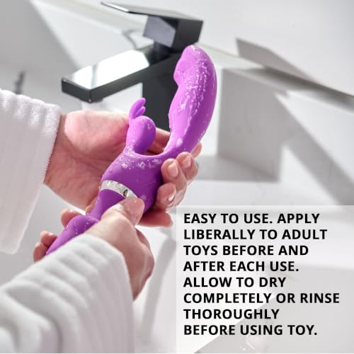 Image of Adam & Eve Sex Toy Cleaner, 4 In 1 Pure And Clean Foaming Adult Toy Cleaner, Fast Acting Misting Spray For Adult Toys, Vibrators, Dildos, Tea Tree Oil Formula Perfect for Gifting, No Residue, 1.6 oz