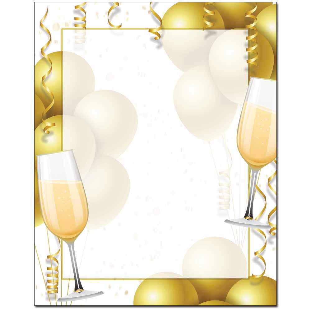 Champagne Balloons Letterhead Laser & Inkjet Printer Paper (25 Pack)